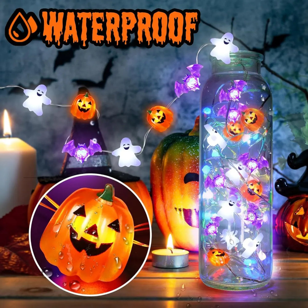 Halloween Fairy String Lights - Ghost, Pumpkin & Bat