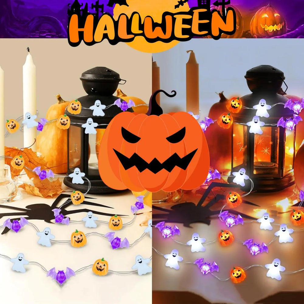 Halloween Fairy String Lights - Ghost, Pumpkin & Bat