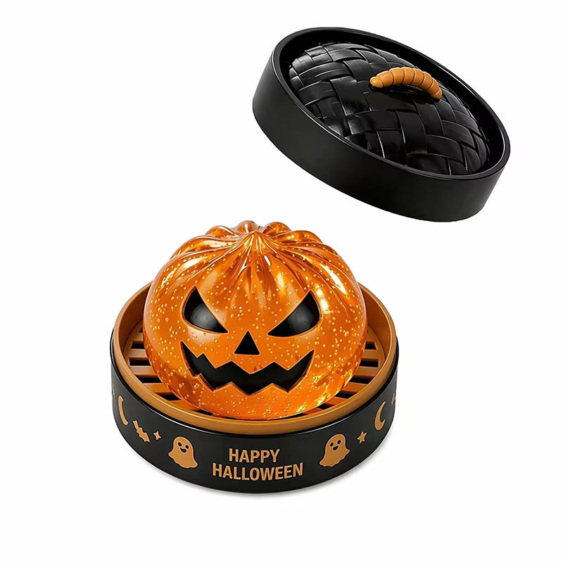 Halloween Spooky Ghost Dumpling Squishy Stress Relief Ball for Adults with Steamer Maltose Slow Rising Bun Trick or Treat Gift