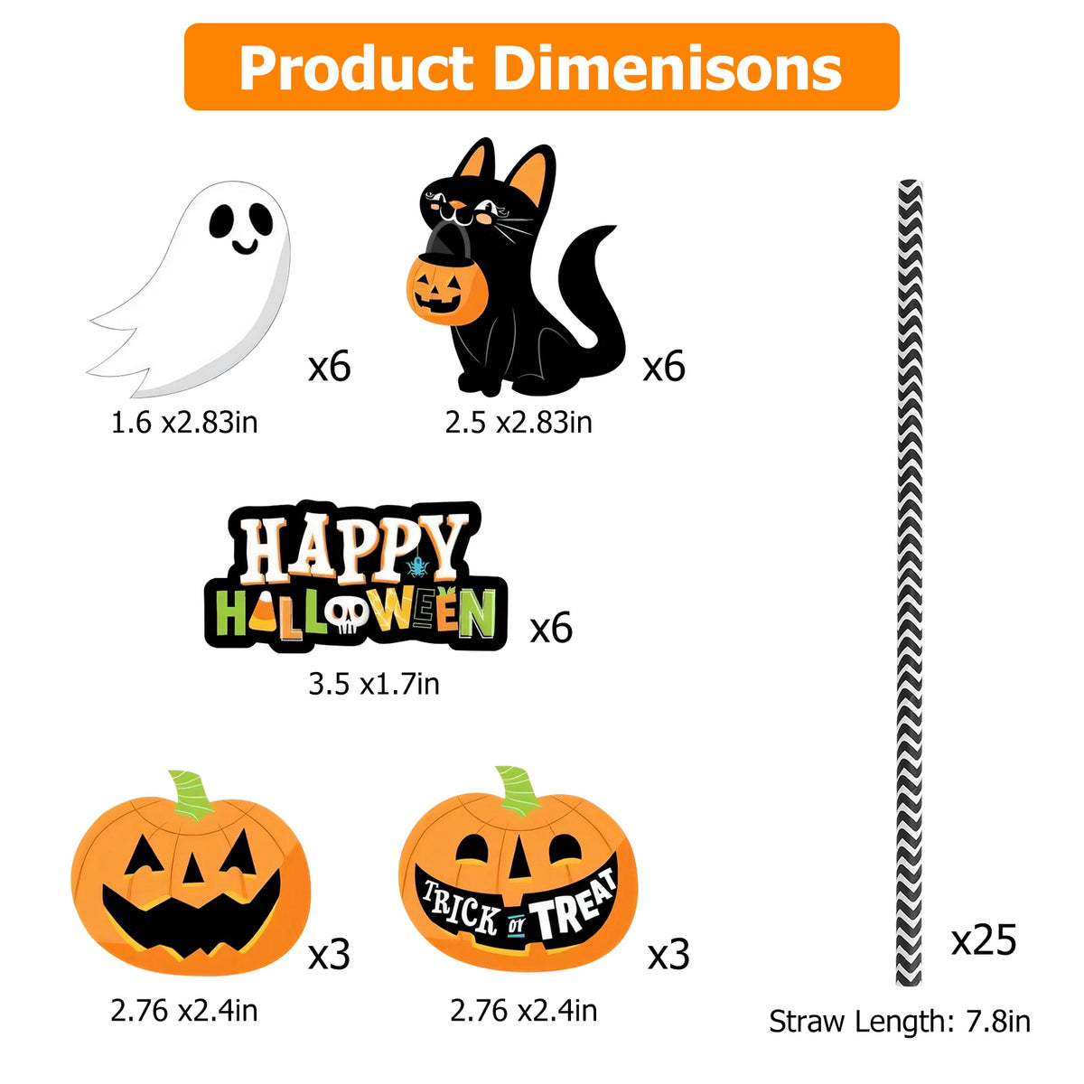 Halloween Party Straws 25-Pack