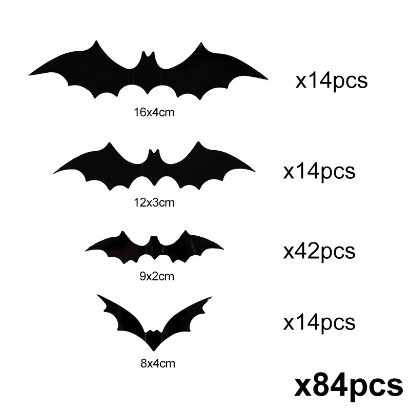 12-120Pcs 3D Black Bat Wall Stickers for Halloween Party Home Indoor Yard Decoration Scary Props Kids Room DIY Wall Decals