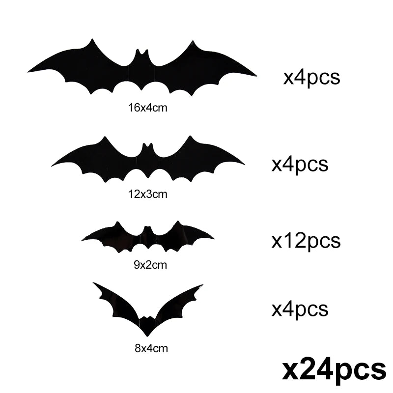 12-120Pcs 3D Black Bat Wall Stickers for Halloween Party Home Indoor Yard Decoration Scary Props Kids Room DIY Wall Decals