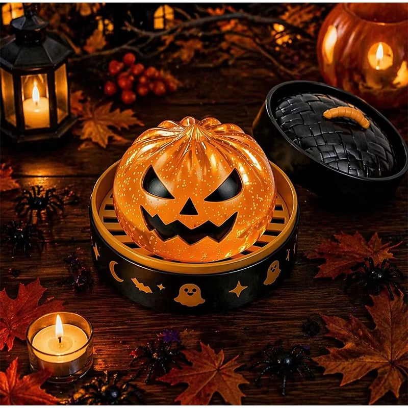 Halloween Spooky Ghost Dumpling Squishy Stress Relief Ball for Adults with Steamer Maltose Slow Rising Bun Trick or Treat Gift
