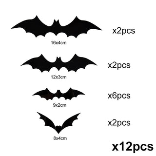 12-120Pcs 3D Black Bat Wall Stickers for Halloween Party Home Indoor Yard Decoration Scary Props Kids Room DIY Wall Decals