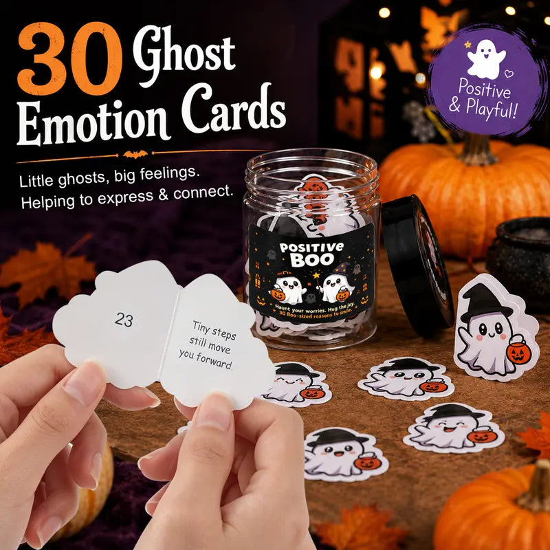Spooky Halloween BOO Basket Gift Set - Party Bags Goodie Bag Filler Box with Glass Straw, Greeting Card, Fuzzy Ghost Socks, Unisex Cup & Useful Accessories for Cozy Vibes, Friend Teens