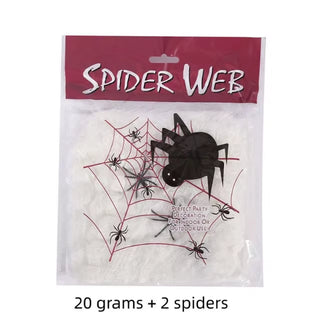 Halloween Decorations Artificial Spider Web Stretch Cobwebs with Fake Spider Scary Party Scene Decor Horror House Props