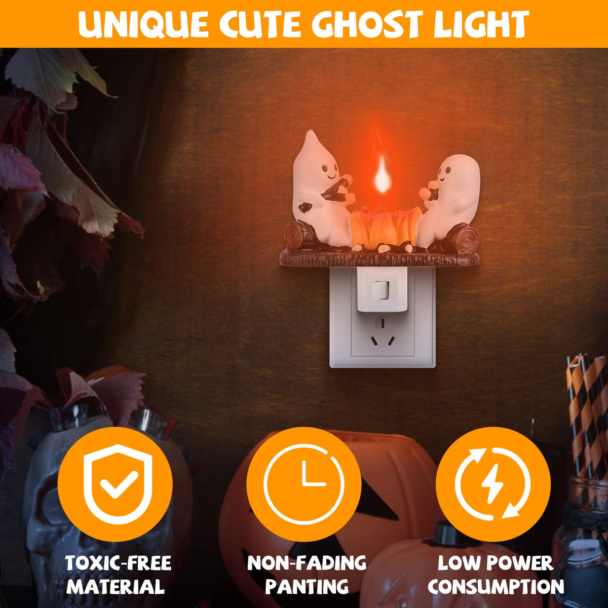 Halloween Ghost Campfire Night Light 2-Pack