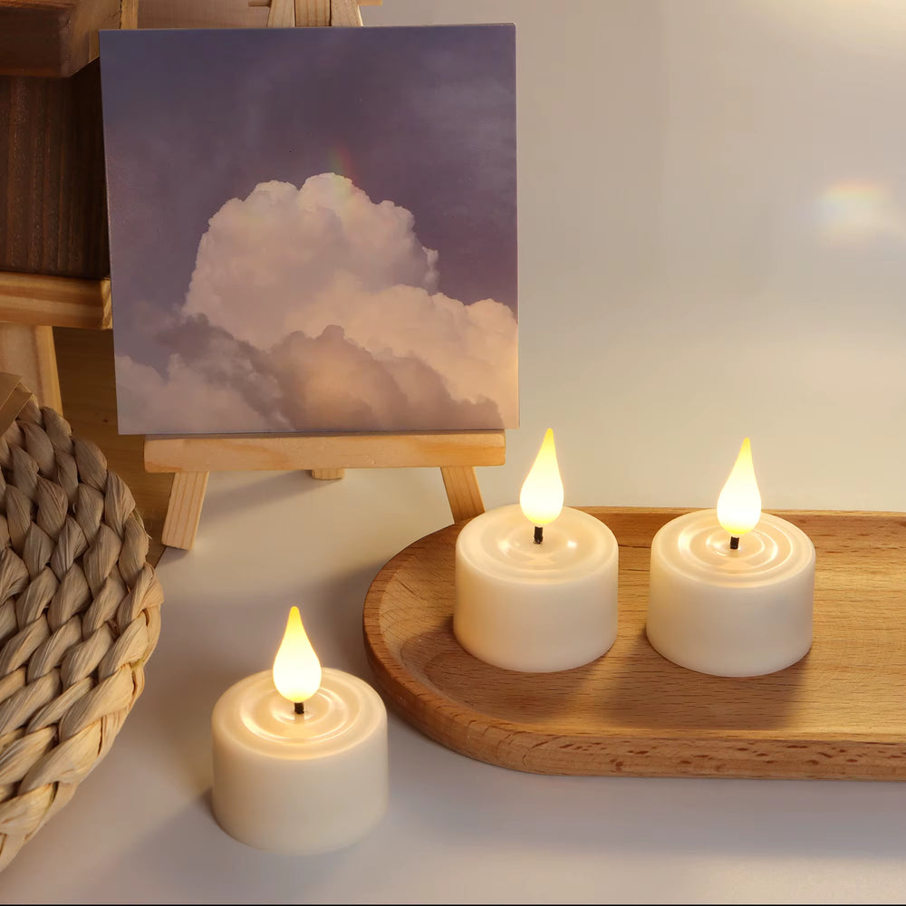 Rechargeable Flameless Tea Light Candles with Remote