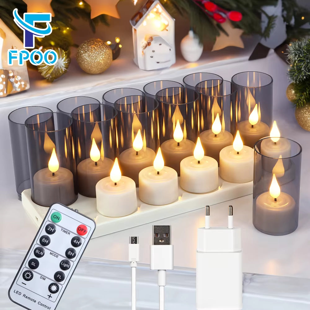 Rechargeable Flameless Tea Light Candles with Remote