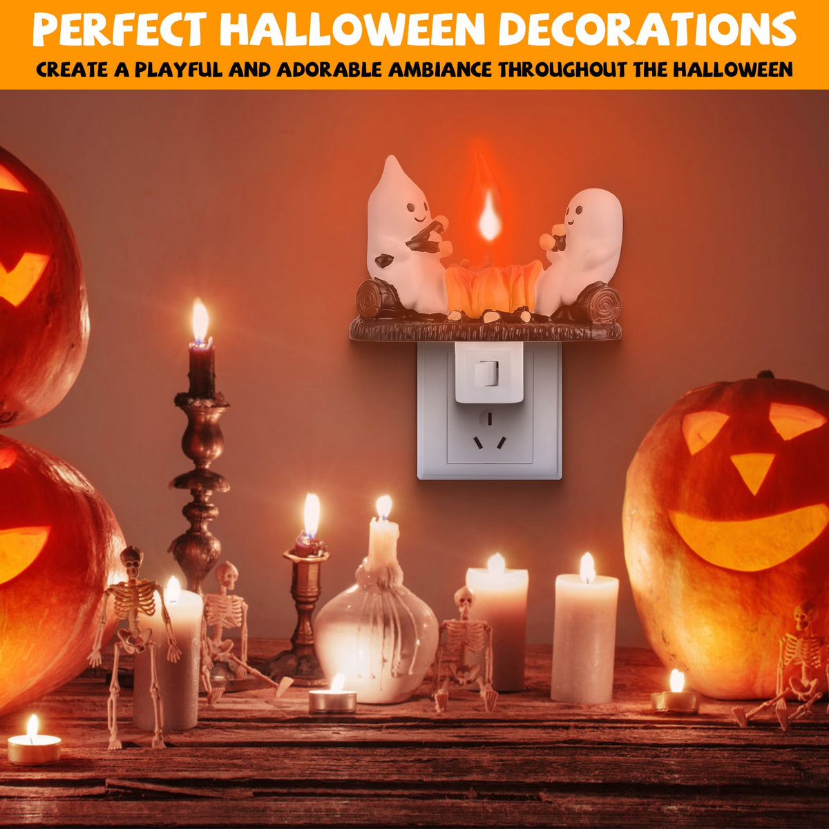 Halloween Ghost Campfire Night Light 2-Pack